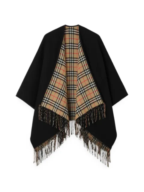Burberry reversible check wool cape Black 8122804