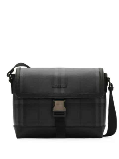 Burberry small City Check clip messenger bag Grey 8131527