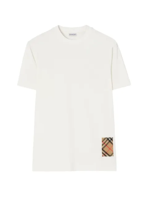 Burberry check cashmere patch cotton T-shirt White 8132922