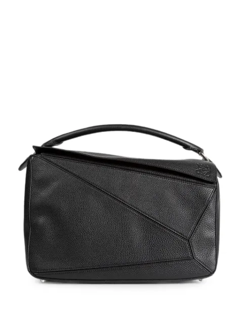 LOEWE large Puzzle bag in supple grained calfskin Black B510PNLX17
