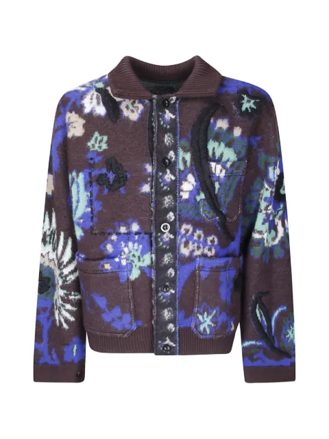 sacai floral-jacquard embroidered jacket Brown 2604059
