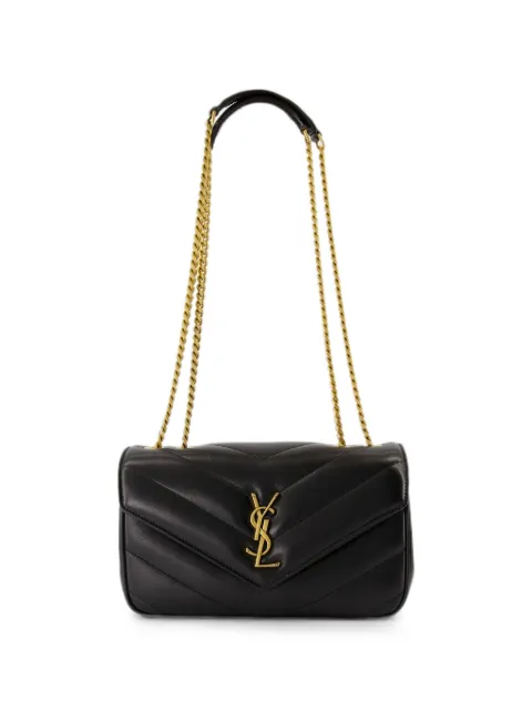 Saint Laurent Loulou small in matelassé lambskin shoulder bag Black 871618AAEAX