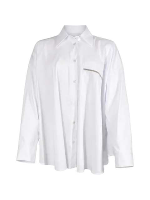 D.Exterior crystal-embellished oversized shirt White 626001BIAN