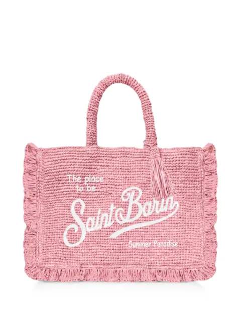 MC2 Saint Barth mini Voalnt fringed raffia tote bag Pink RAFFIAVOALNTMINI00223L21EMB