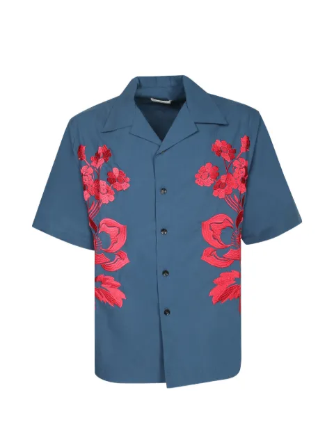COMMAS floral-embroidered short-sleeve shirt Blue HS26C021E612