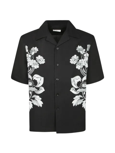 COMMAS floral-embroidered short-sleeve shirt Black HS26C021E613