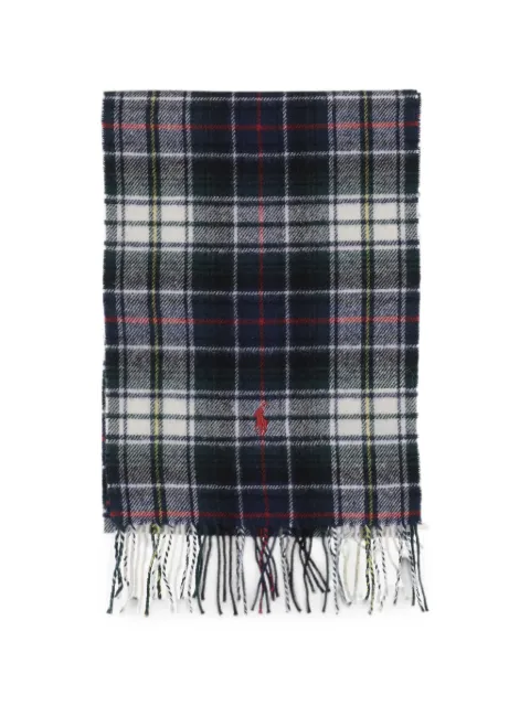 Polo Ralph Lauren tartan fringe wool scarf Blue 449959354019