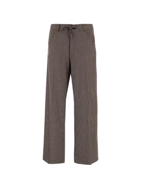 DARKPARK houndstooth-pattern drawstring-fastening trousers Brown WTR37FAC187