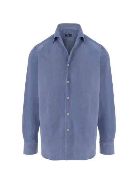 Finamore 1925 Napoli fine-ribbed cotton shirt Blue C023914