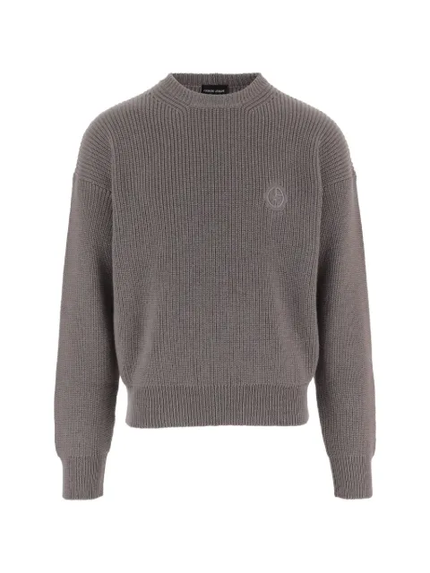 Giorgio Armani logo-embroidered ribbed-knit sweater Grey GM003945AF28277
