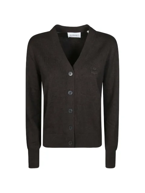 ISABEL MARANT logo-embroidered V-neck cardigan Brown 25PCA0104FAC1L17E