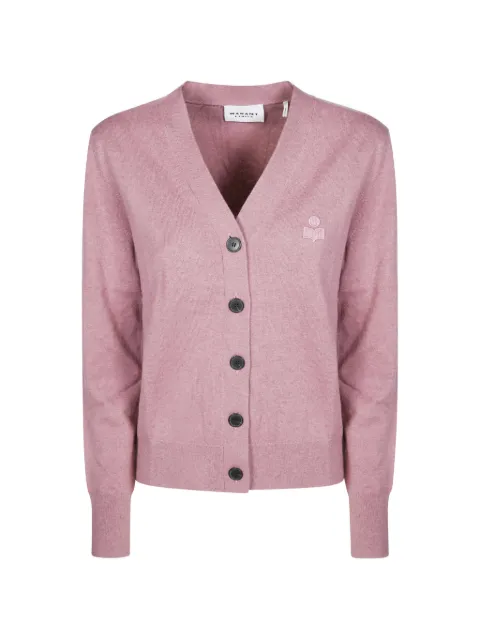 ISABEL MARANT logo-embroidered V-neck cardigan Pink 25PCA0104FAC1L17E