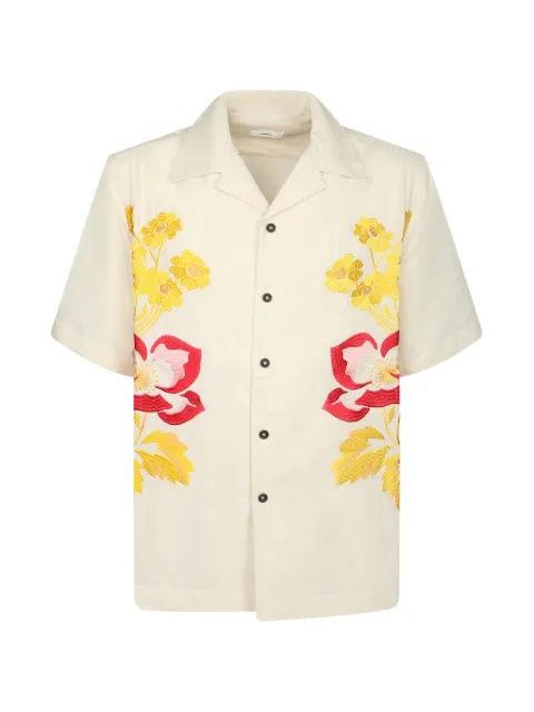 COMMAS floral-embroidered short-sleeve shirt Neutrals HS26C021E611