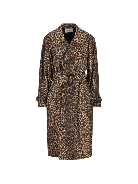 Saint Laurent trench coat in leopard-print nylon Brown 870715Y9J02