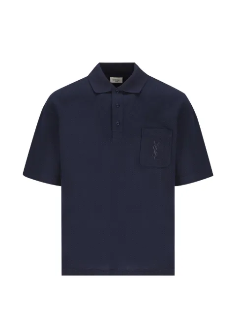 Saint Laurent Cassandre polo in cotton piqué Blue 862765Y38FL