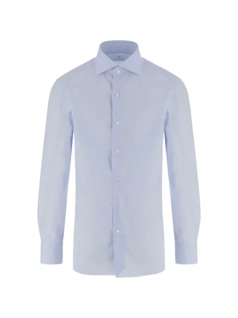 Finamore 1925 Napoli buttoned-cuff curved-hem shirt Blue A604501