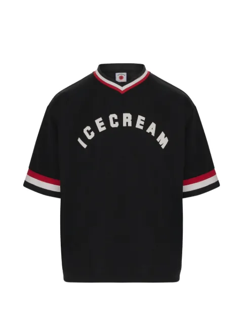 ICECREAM College logo-print striped-trim T-shirt Black ICSS26286BLACK