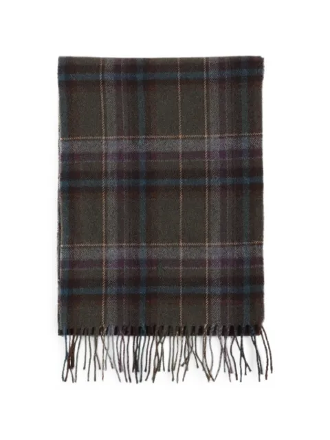 Polo Ralph Lauren tartan fringe wool scarf Brown 449959354022