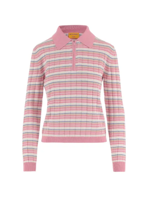 Guest In Residence striped zip-neck sweater Pink W45110RMSPRCO