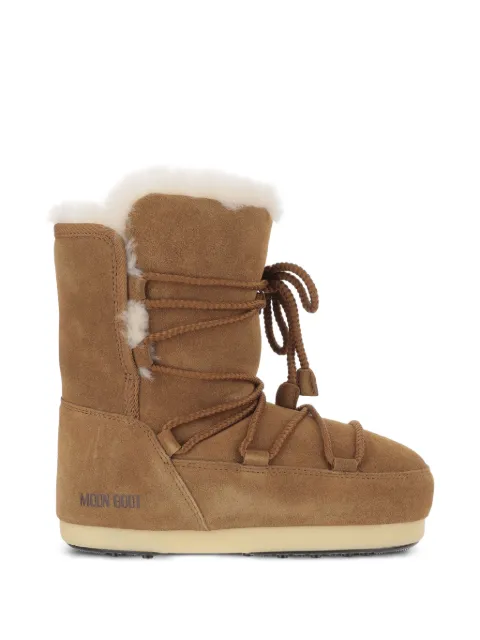 Moon Boot shearling-trim lace-up boots Brown 1470050M008