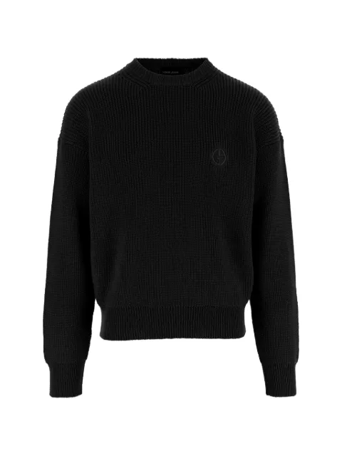 Giorgio Armani logo-patch ribbed-knit virgin-wool sweater Black GM003945AF28277