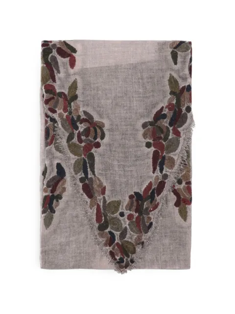 Faliero Sarti embroidered frayed scarf Grey 101591161