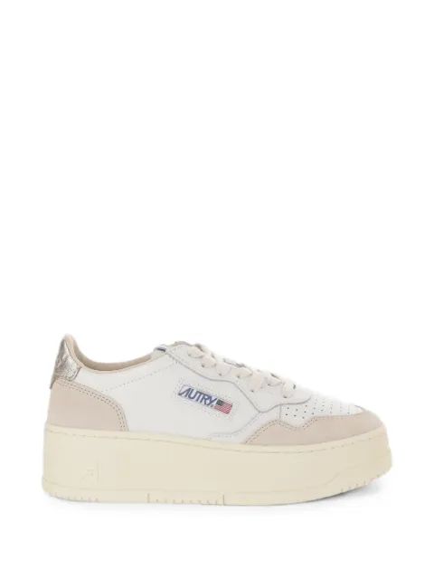 Autry Medalist platform sneakers in white and platinum suede and leather White PTLWLS01