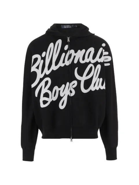 Billionaire logo-print zip-up hoodie Black BBZT26220BLACK