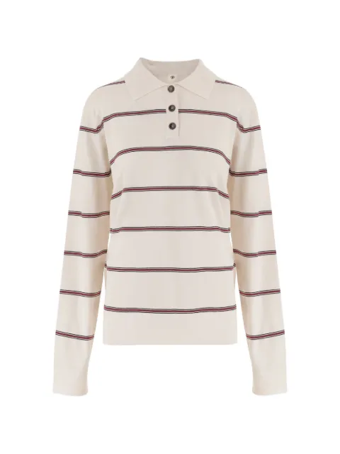 The Garment striped long-sleeve polo shirt Neutrals 21109991