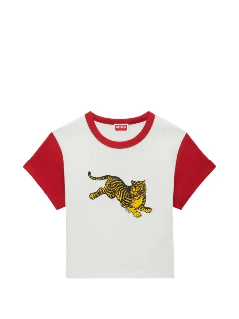 Kenzo jumping tiger cropped cotton T-shirt White FG62TS0514SK