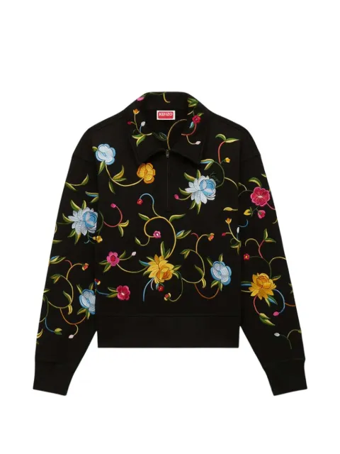 Kenzo 'KENZO Wildflower' embroidered half-zip sweatshirt Black FG65SW5554MJ