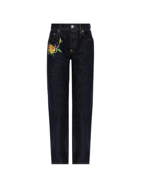 Kenzo Wildflower straight-leg~cotton trousers Blue FG62DP2426U1
