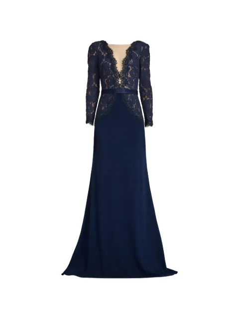 Tadashi Shoji Corwin lace-panelled belted maxi dress Blue AYV24197LNVND