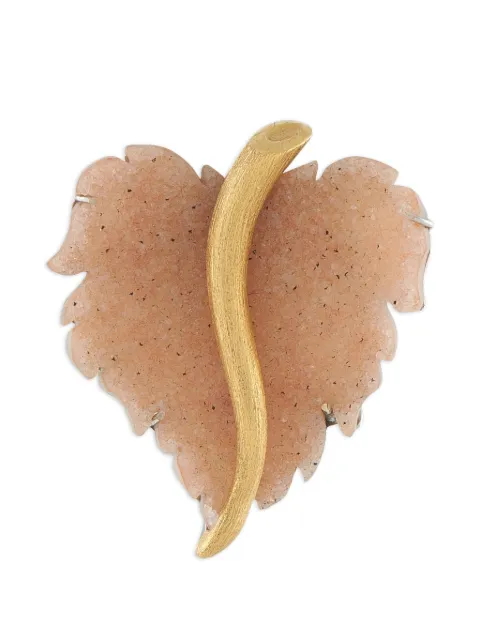 LB Exclusive Druzy quartz leaf-shape brooch Gold MF10070726