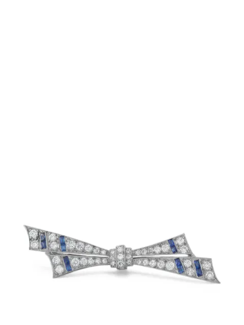 LB Exclusive bow-motif diamond and sapphire brooch Silver MF05070126
