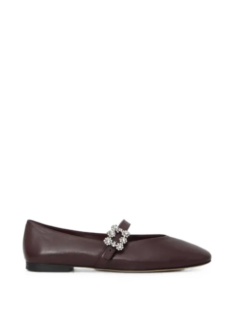 Roger Vivier Efflorescence crystal-buckle strap ballet flats Brown RVW7434463091T