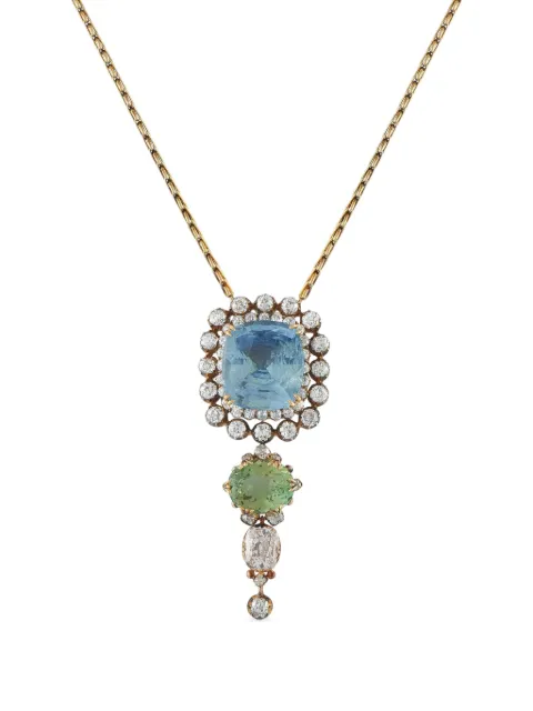 LB Exclusive drop-pendant multi-stone necklace Gold MF02071426