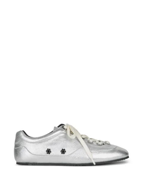 Cecilie Bahnsen CBBlaise flower-embellished leather sneakers Silver 26FTW30004SILVER
