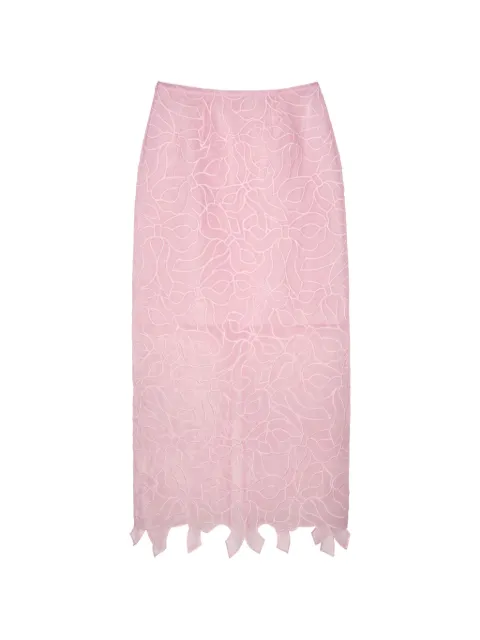 Cecilie Bahnsen Gus bow-embroidered pencil midi skirt Pink 26RTW17019
