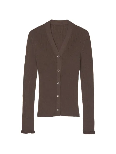 Cecilie Bahnsen CBFolke flower-button ribbed cardigan Brown 26KNI52003