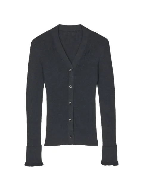Cecilie Bahnsen CBFolke ribbed flower-button cardigan Grey 26KNI52004