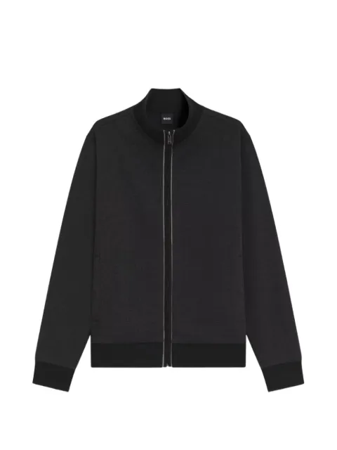 BOSS cotton sweatshirt with zipper neck Black 50565602