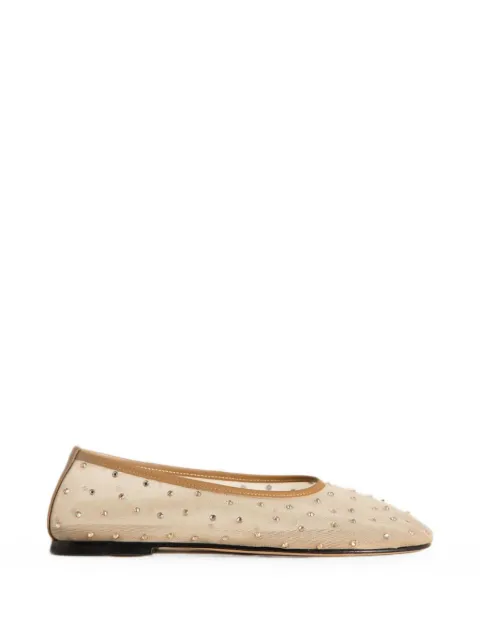 Dear Frances crystal-embellished mesh ballet flats Brown DFBLC13