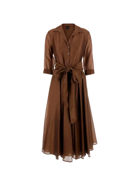 PLAIN belted midi shirt dress Brown 311714281