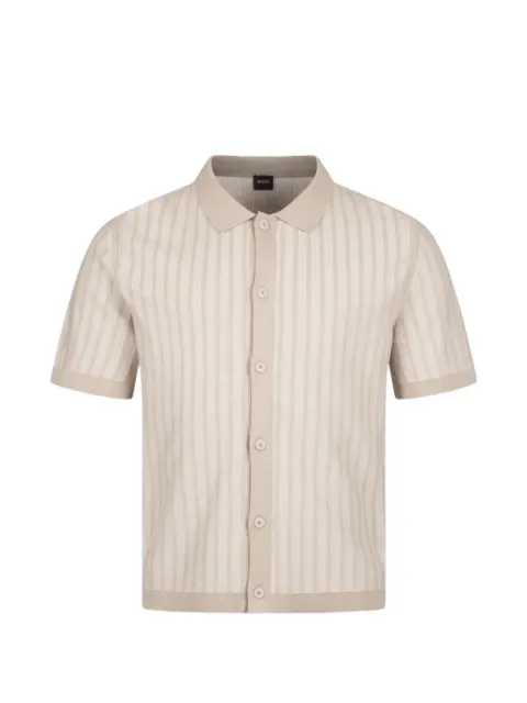 BOSS ribbed-knit short-sleeve cardigan Neutrals 50567306