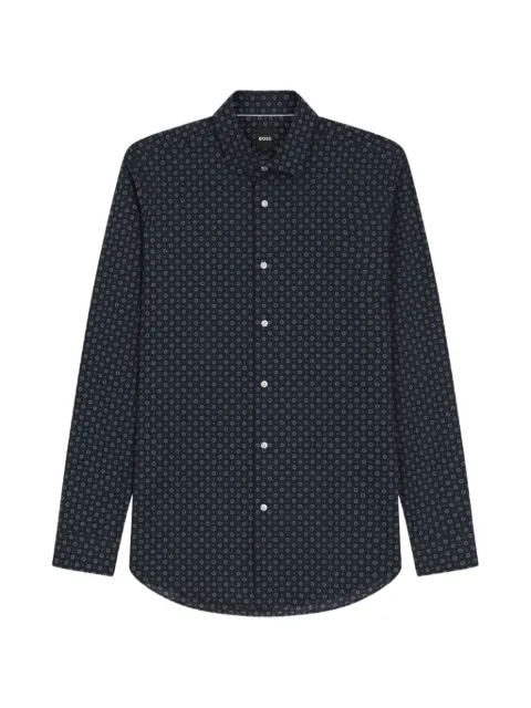 BOSS geometric-print long-sleeve shirt Blue 50567063
