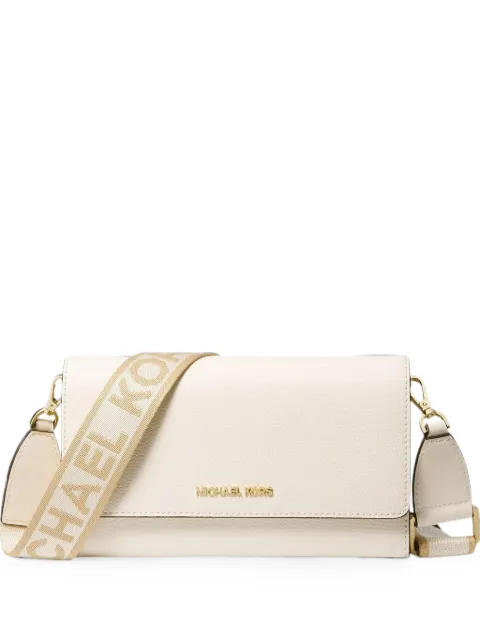Michael Kors logo-plaque pebbled-leather crossbody bag Neutrals 35F2GTTC8L