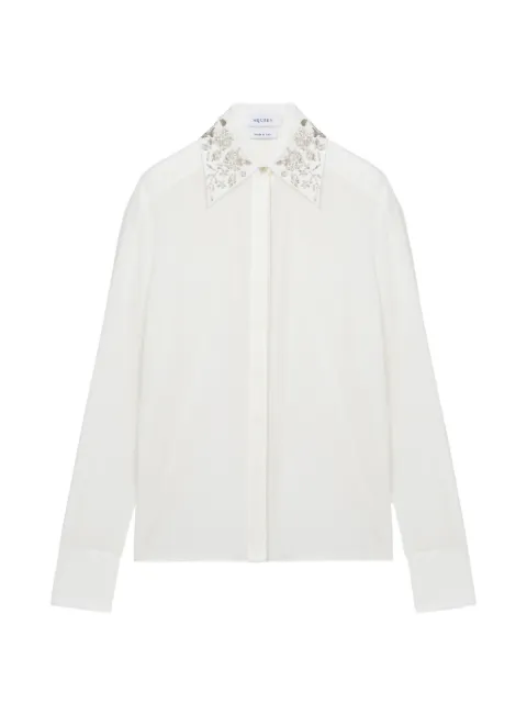Alexander McQueen floral embroidery shirt in ivory White A0000UQBADT9007