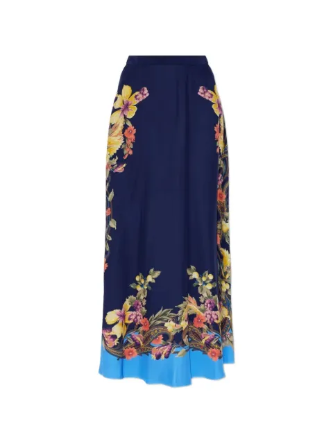 ETRO floral-print silk skirt Blue WRFA0037AK1CR