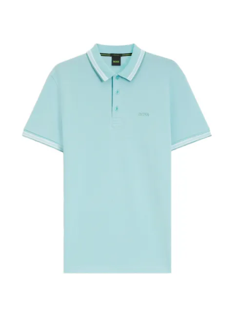 BOSS cotton piqué polo shirt with logo details Blue 50469055